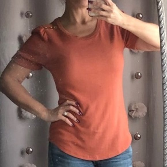 Another Reason Rust Short Sleeve Sweater - Picture 2 of 3